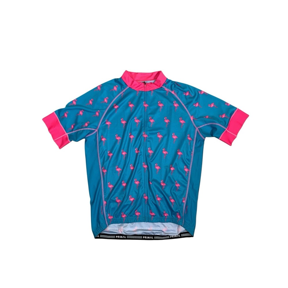 Primal Flamingo Cycling Jersey Full Zip Athletic Bike Shirt 3XL